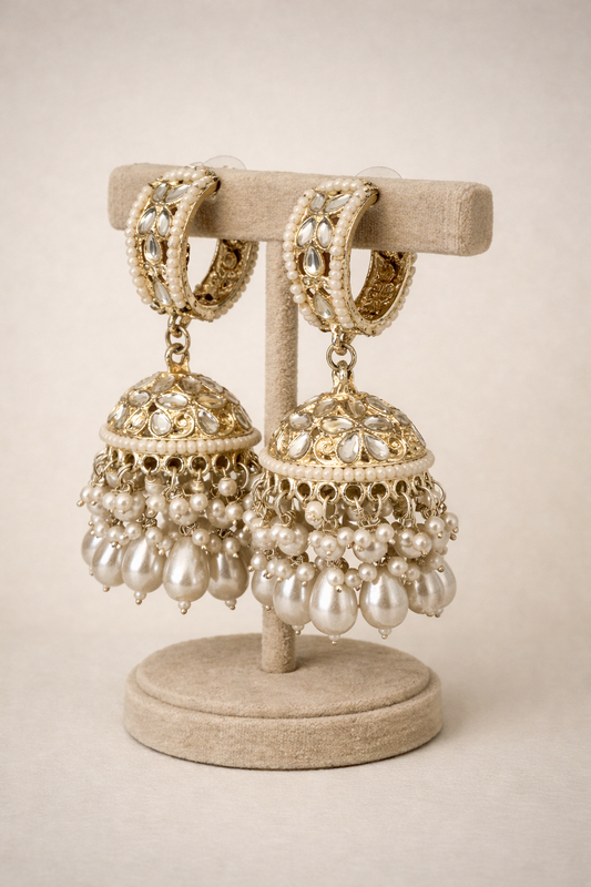 SILVER PEARL JHUMKA